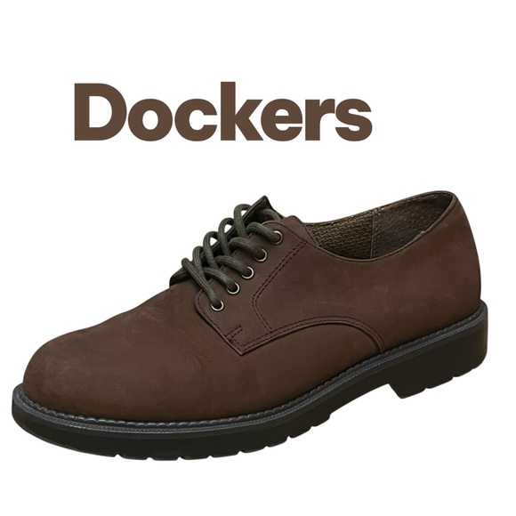 Dockers Shoes Mens 8W Lace Up Plain Toe Oxford Brown Leather Casual - Picture 1 of 9